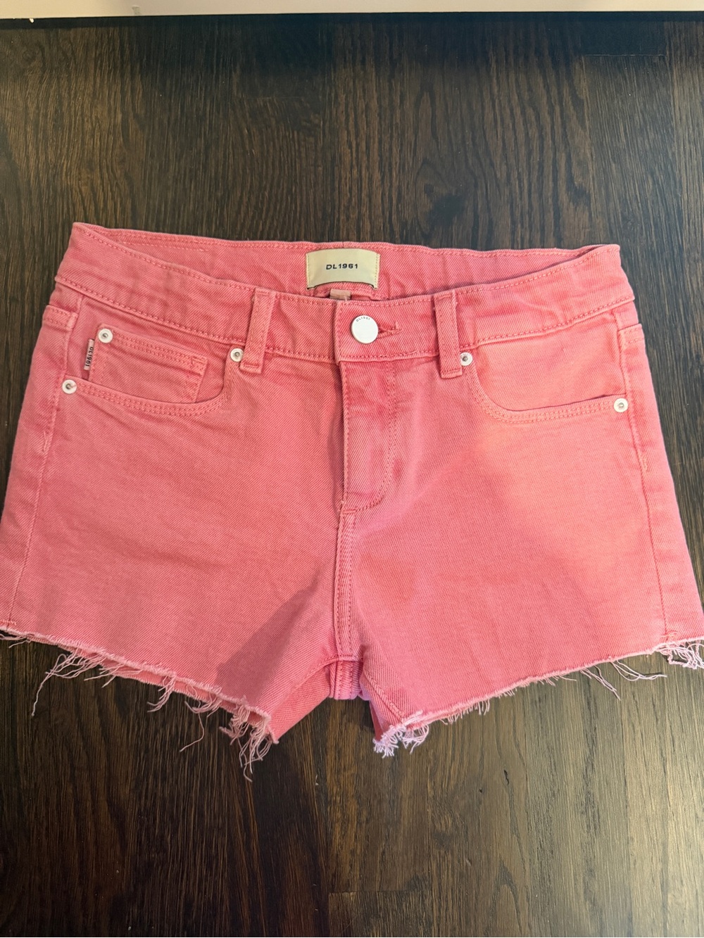 DL1961 Coral Pink Denim Cutoff Shorts
